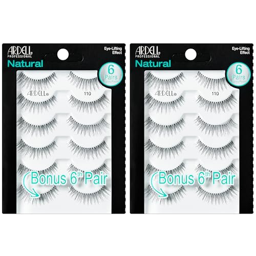 Ardell False Eyelashes Natural Lashes 110 Black - Reusable Strip for Everyday Wear 2 Pack