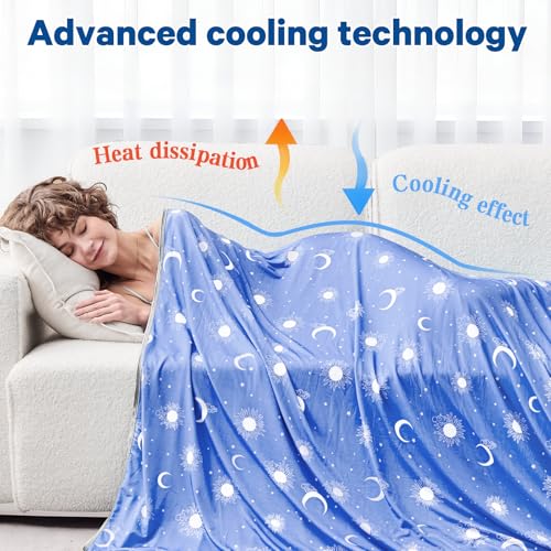 Image of inhand Cooling Blanket Throw(50 inchx60 inch) - Double Sided Cooling Blankets for Hot Sleepers, Breathable Soft Lightweight Summer Blanket for Beach, Sofa Bed Couch, Room Decor, Gifts for Women Men Lake Blue