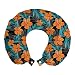 ABAKUHAUS Colores de Hawai Cojín de Viaje para Soporte de Cuello, Naranja de Hoja de Hawaii, de Espuma con Memoria Respirable y Cómoda, 30x30 cm, Gris de carbón de la Turquesa