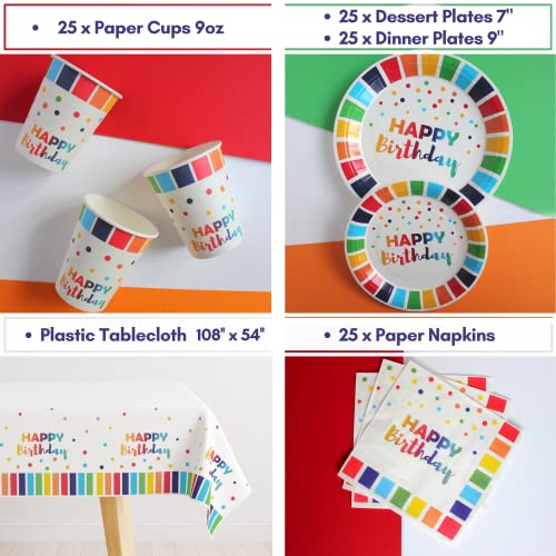 486 Pc Colorful Birthday Party Decorations For Men, Women, Kids, Boy, Girl, Unisex. Rainbow Party Supplies Set With Happy Birthday Banner, Balloons Garland, Plates, Napkins, Straws, Sash & Much More #TOP4