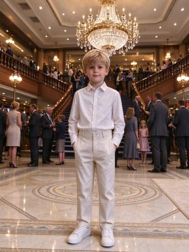 Image of Boys' Linen Pants Flat Front Dress Pants Kids School Uniform