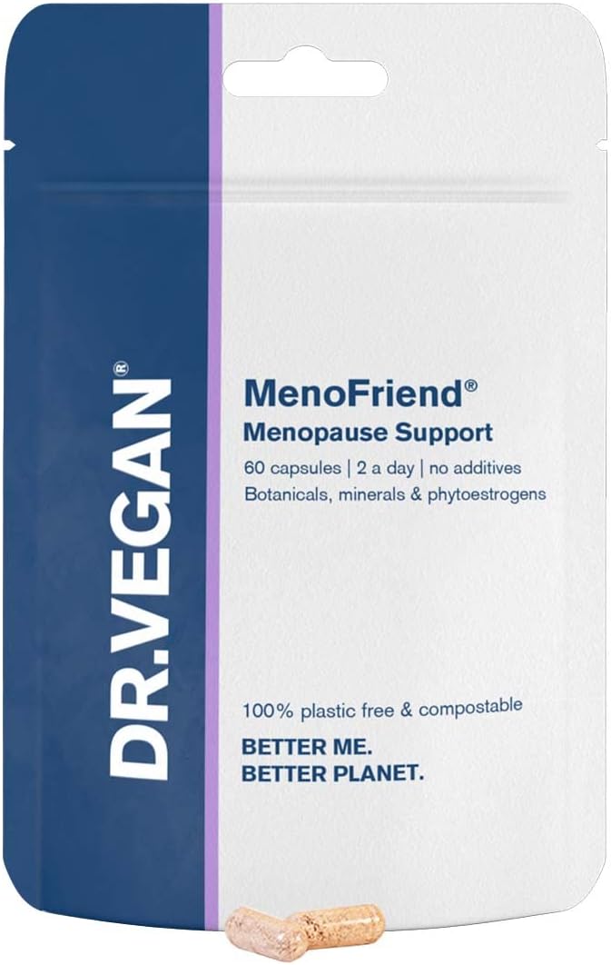DR.VEGAN MenoFriend | Menopause Support, Make Menopause Comfortable | 60 Capsules | Two-A-Day | Botanicals, Vitamins & Minerals Including Wild Yam 500mg, Dandelion Root 200mg, Mung Bean 130mg