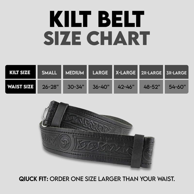 Men's Kilt Belt – 100% Leather with Embossed Celtic Designs, Adjustable Velcro Liner, Scottish Highland Kilts Belt4