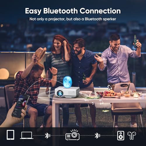 undefined 【Netflix Officially】NISOO Smart Projector with WiFi and Bluetooth, Mini Movie Projector with Apps Built-in, 1080P Outdoor Projector for Phone/PC/HDMI/USB, Two-way Bluetooth, 50% Zoom の商品画像 4