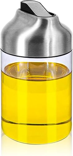 Miniatura 7 de Aelga Dispensador de salsa de soja, dispensador de aceite y vinagre con boquilla antigoteo de 7 onzas con tapa abatible automática, aceite de vidrio