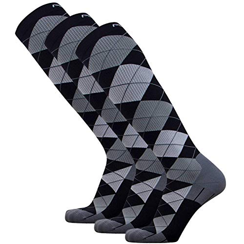 New Deal Argyle Compression Socks - Graduated Travel Compression Sock for Men, Women