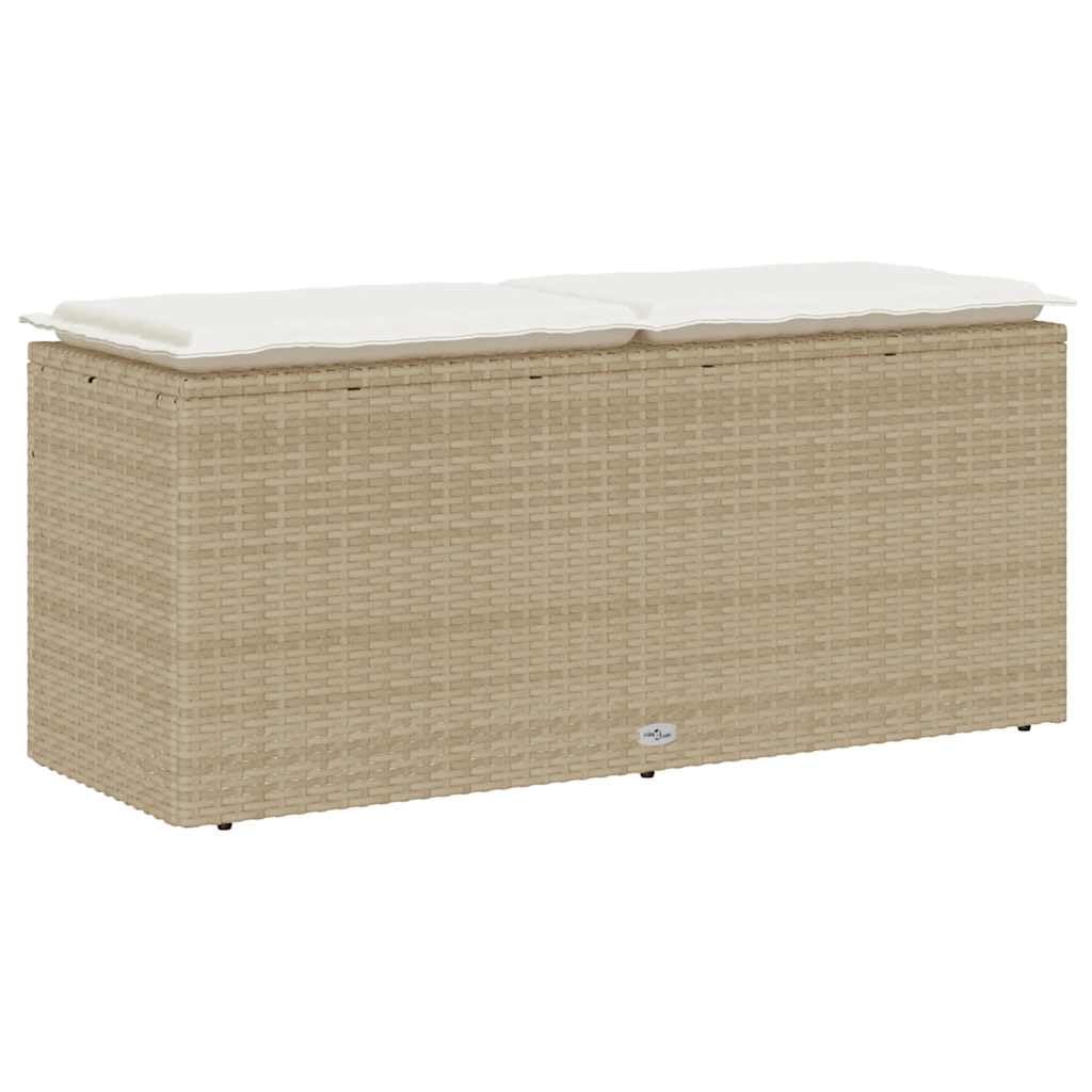 LAPOOH Banco de jardín con cojín ratán sintético Beige 110x40x44 cm, Banco Exterior, Banco Terraza, Banco De Jardin Exterior, Muebles De Exterior Jardin - 4104149