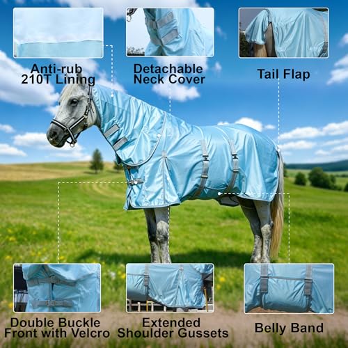 Sábana de malla con protección UV para caballos contra insectos y calor 3