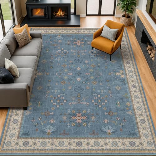 Hazo Haus Blue Big Rugs for Living Room - Dusty