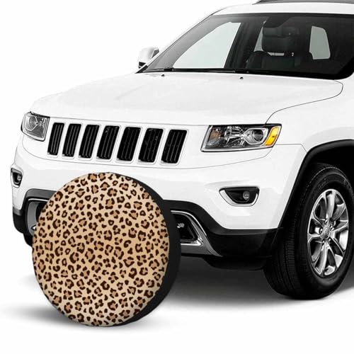 Image of Leopard Print Spare Tire Cover 15 inch Wheel Animal Print Protectors Weatherproof Universal for Trailer Tire Cover Rv SUV Truck Camper Travel Trailer