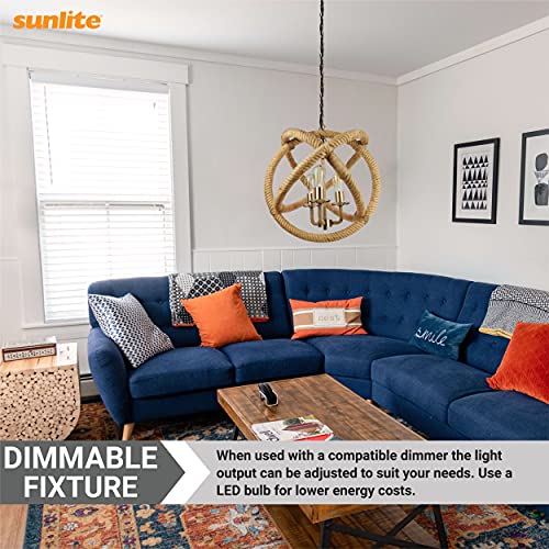 Sunlite 07064-Su Vintage-Inspired Rustic Industrial Rope Pendant Sphere Light Fixture, Nautical Style, Farmhouse Décor, 3 Medium Base Sockets (E26), 28” Adjustable Cord & Chain, Antique Bronze Finish #TOP3