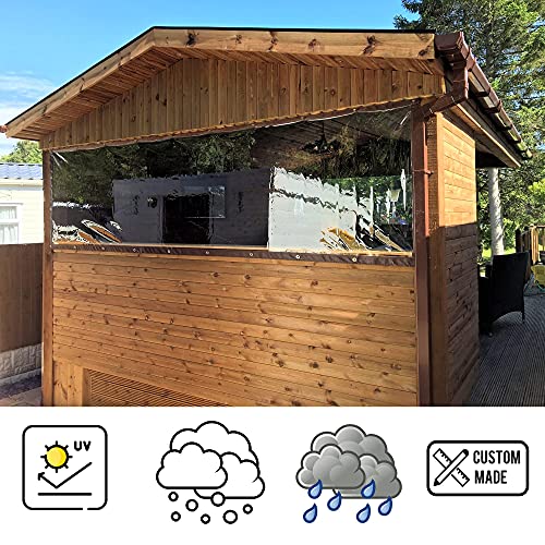 AKON Curtain Track Custom Size Clear Tarps | Made to Order | Patios, Porch, Screen Rooms, Gazebos | Waterproof Tarpaulin | 100% UV & Weather Resistant