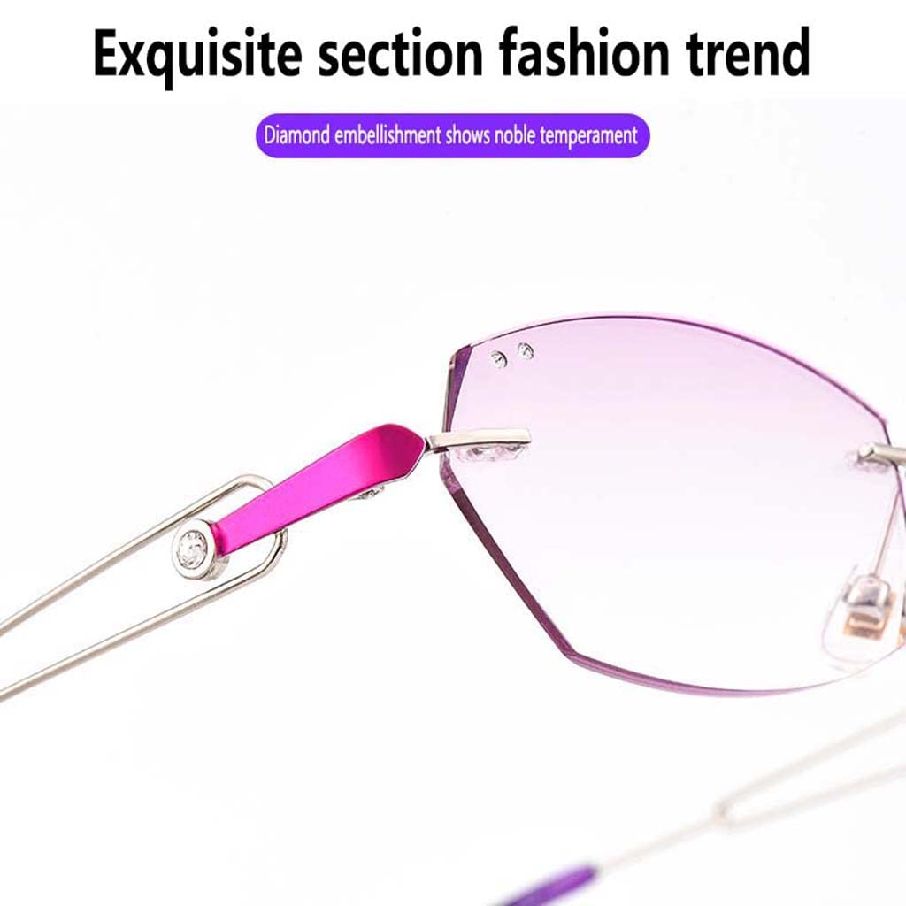 WZX Gafas de Lectura para Mujer Gafas de Lectura antifatiga ultraligeras Gafas de computadora Gafas de Lectura para Ancianos sin Marco para Mujer Luz Anti-Azul multifocal