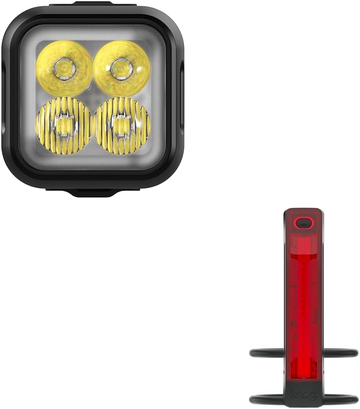 Knog Blinder 600 & Plus Rear Bike Headlight and Tail Light Set - Bright 600 Lumen Front Bike Light, 20 Lumen Rear, Long Runtime, USB Rechargeable, Waterproof, Easy Mount
