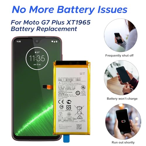Image of GREEN FUSION Compatible with Moto G7 Plus XT1965 Cellphone Battery Replacement Kit JG40, Includes Repair Tools