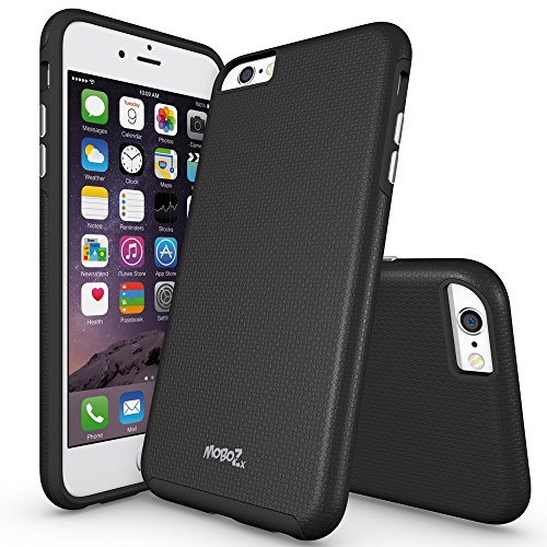MoboZx iPhone 6 Case, iPhone 6s case, [Premium Tempered Glass Screen Protector Included] Dual-Layer [Rugged PC + Flexible TPU] Slim Protective Anti-Slippery Shock-Proof Bumper for iPhone 6/6S (Black)