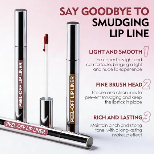 3 Stück Peel Off Lip Liner Stain,Peel Off Lippenstift,Wasserfester & Langanhaltender Lipliner,Hochpigmentierte Farbe,Lip Liner Lip Gloss Make Up Set,Langlebiger Tattoo Lipliner