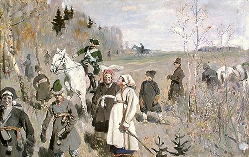 Toile La chasse au temps du tsar Pierre le Grand pour salon et bureau élégant
