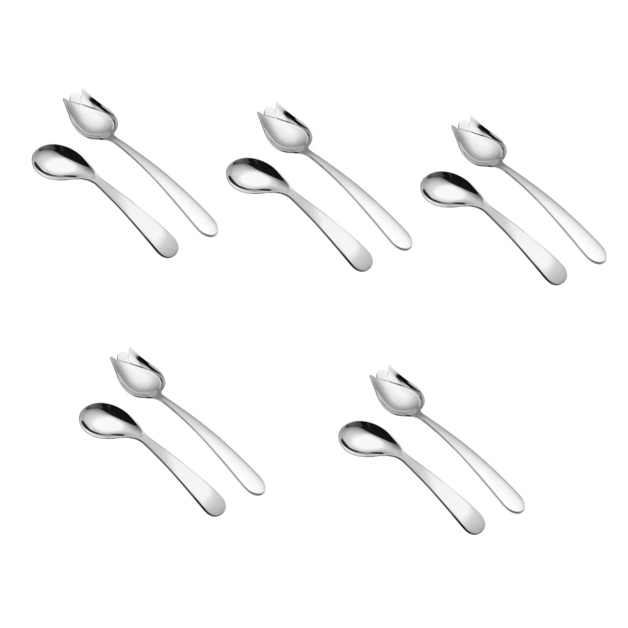 BESTYASH 5 Set Forchetta Cucchiaio A Gomito Foraggio Per Adulti Disabili Comicamente Utensile Alimentazione Forma Anziano Zuppa Svezzamento Adulto Acciaio Inossidabile Argento 2 Pezzi*5