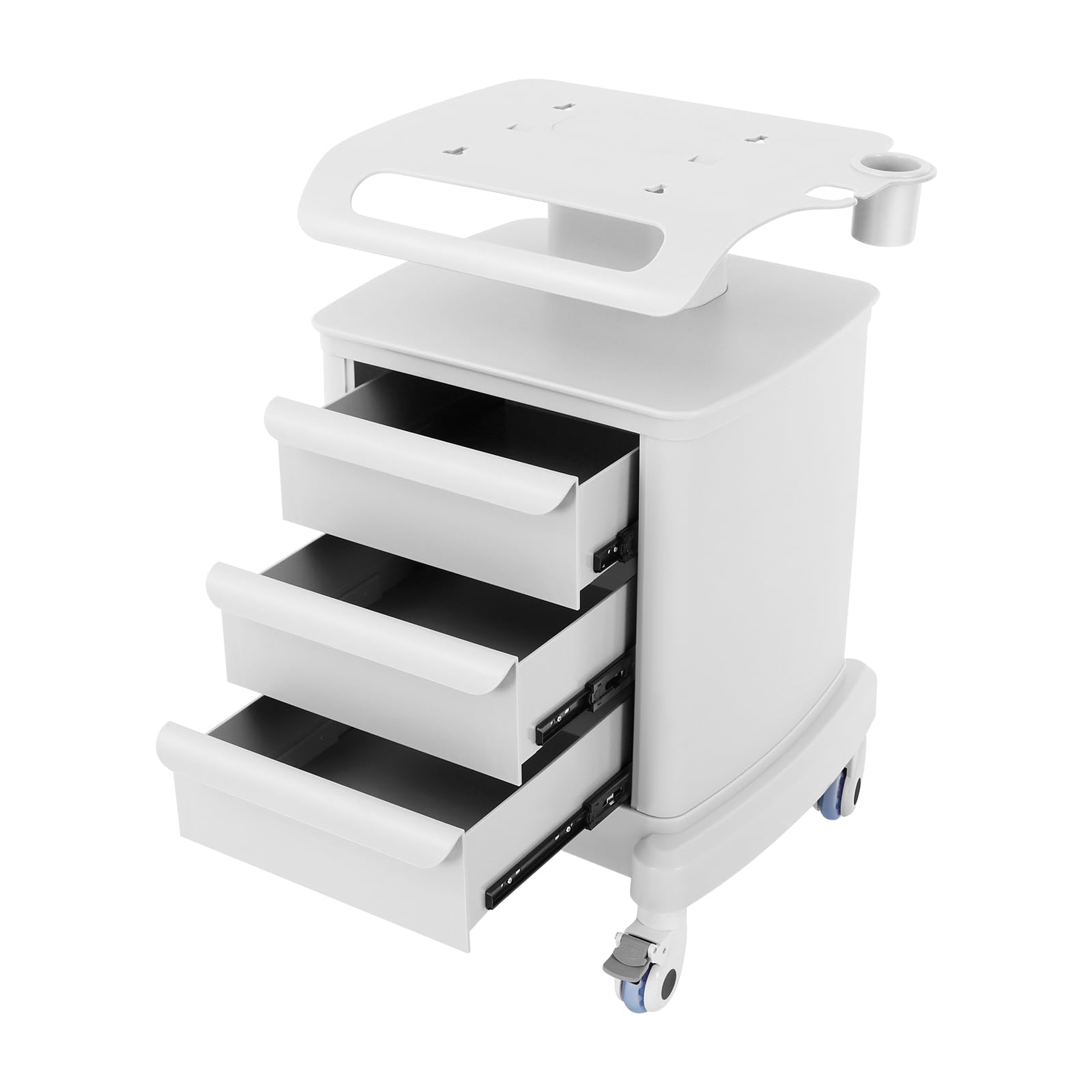 Carro de laboratorio con 3 cajones y estante superior, 30 kg, capacidad de carga de ABS, para laboratorio, clínica, salón