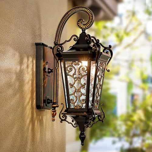 Outdoor l Lights Fixture,Exterior l Lanterns,Waterproof&All-Weather l Sconce,Porch Outside Lights for Entryway,House Front Door Patio Garage,E26 Base&Toughened Glass.