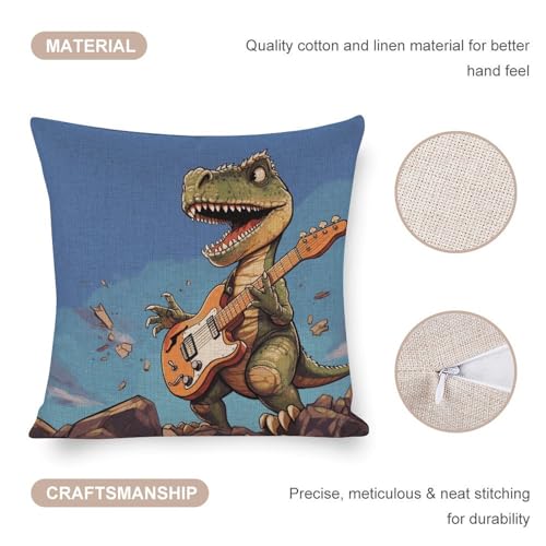 Housse de coussin dinosaure guitare pour une chambre d'enfant joyeuse - 3