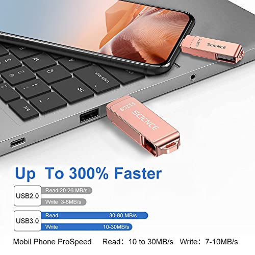 Scicnce Usb 3.0 Flash Drive 512Gb Intended For Iphone, Usb Memory Stick External Storage Thumb Drive Photo Stick Compatible With Iphone, Android And Computer (Rose Gold) #TOP1