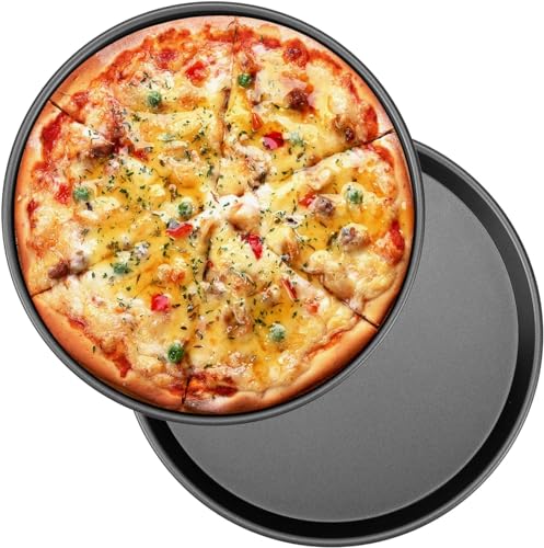 AUTOWRAP 29 cm Pizza Tray | Carbon Steel Non-Stick Bakeware | Round Shape Plate | Cake Pizza Pan Baking Mould | Used in Microwave Oven, OTG | Baking Tools | Black