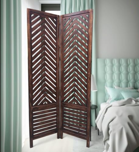Image of Rose Wood Wooden Partition for Living Room | Wood Screen Separators | Partition Wall Divider for Living Room | Room Partitions and Dividers | Wooden Partition for Pooja Room (Brown) (2)
