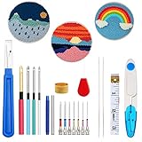 Lo que obtienes incluye 20 piezas de kit de bordado de aguja: 1 x descosedor, 3 x enhebrador, 1 x tijeras, 1 x cinta métrica, 11 x aguja de bordar, 2 x asas, 1 x dedal.
