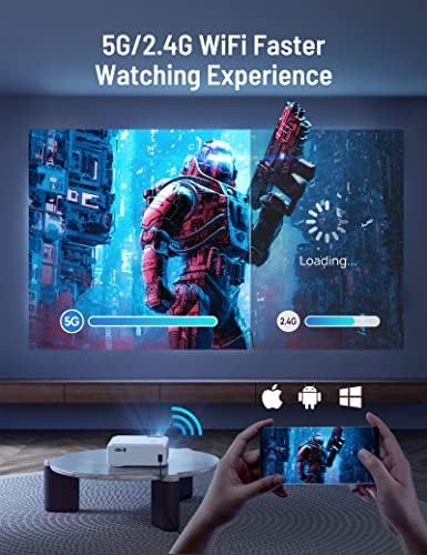 [2023 Upgraded] Mini Projector, Native HD 1080P 5G Wifi Bluetooth 4K Support, Paris RHÔNE 12000L Portable Home&Outdoor Projector with 220" Display, Movie Projector Compatible TV Stick/iOS/Android/PS5