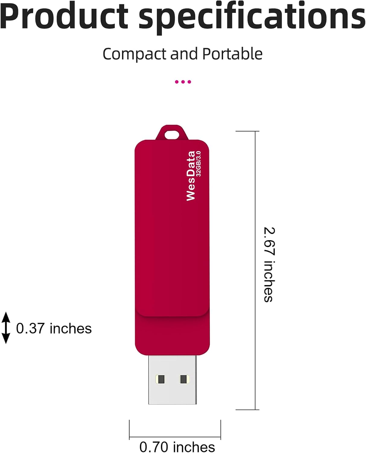 32GB 3.0 USB C Flash Drive with Type C and Type A Port, USB C Thumb Drives Storage and Backup for Smart Phones with OTG Function and Type C Port, Laptops, MacBook, PC(Red)