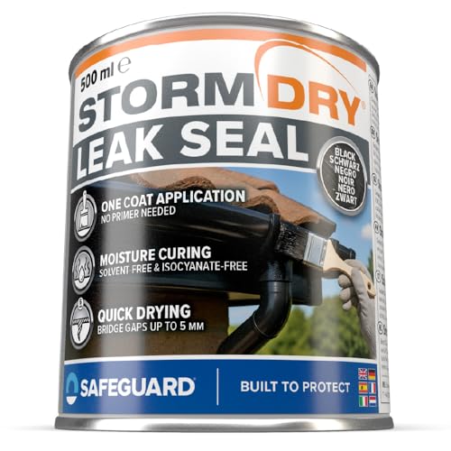 Stormdry Flüssigkunststoff Schwarz 500 ml - Hybrid-Polymer - Schnelle Reparatur fürs Dach | Dachabdichtung - Flachdach Garagendach Carport Regenrinnen - Wetterfest