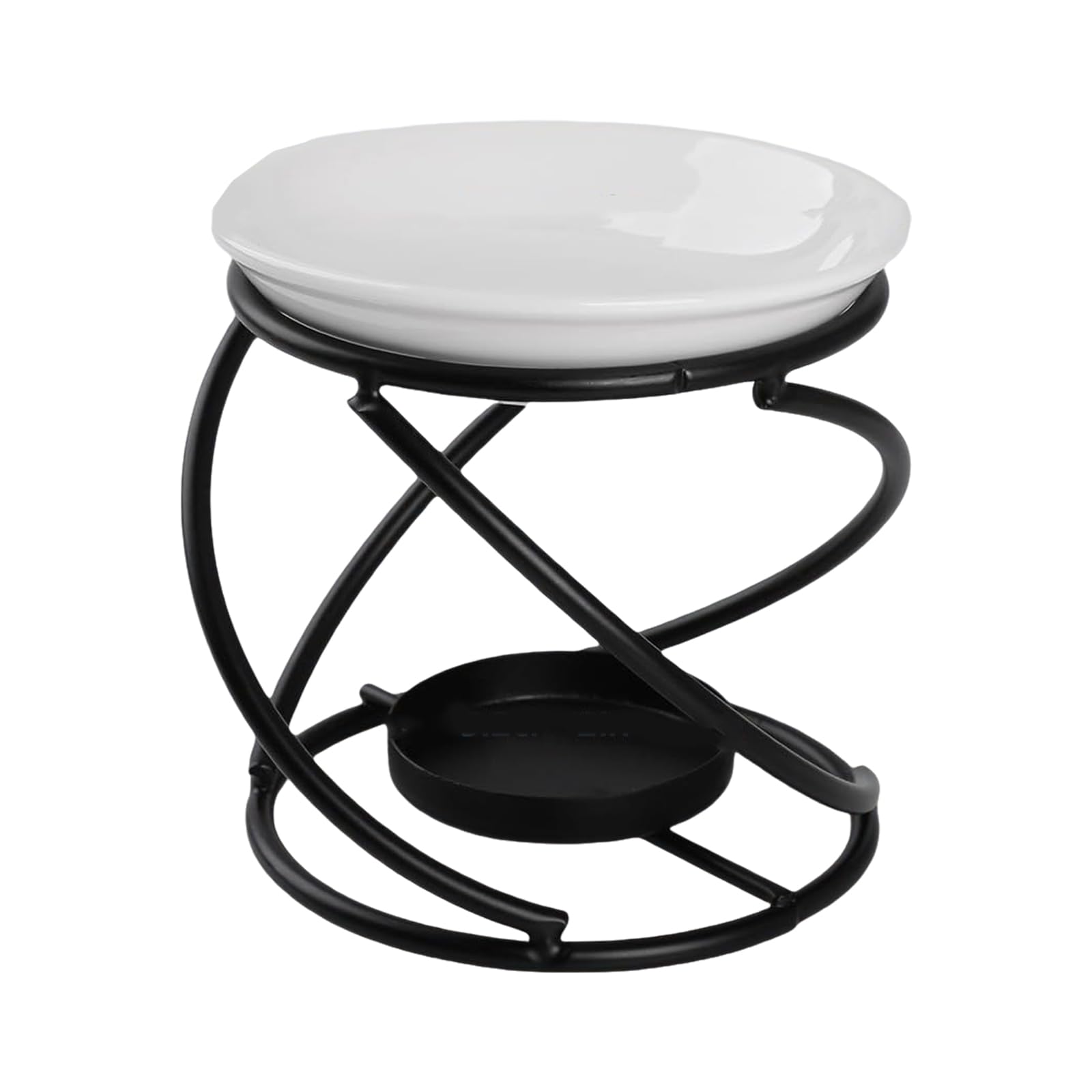 Buxuaaaa Artistic Ceramics Essential Oil Burners Warmer and Metal Tealight Stand Aromatherapies Diffusers for Meditations Decors Scented Diffuser