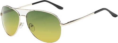 Gafas de sol polarizadas para hombre, visión nocturna, color amarillo, UV400, lentes de sol de conducción (dorado103)