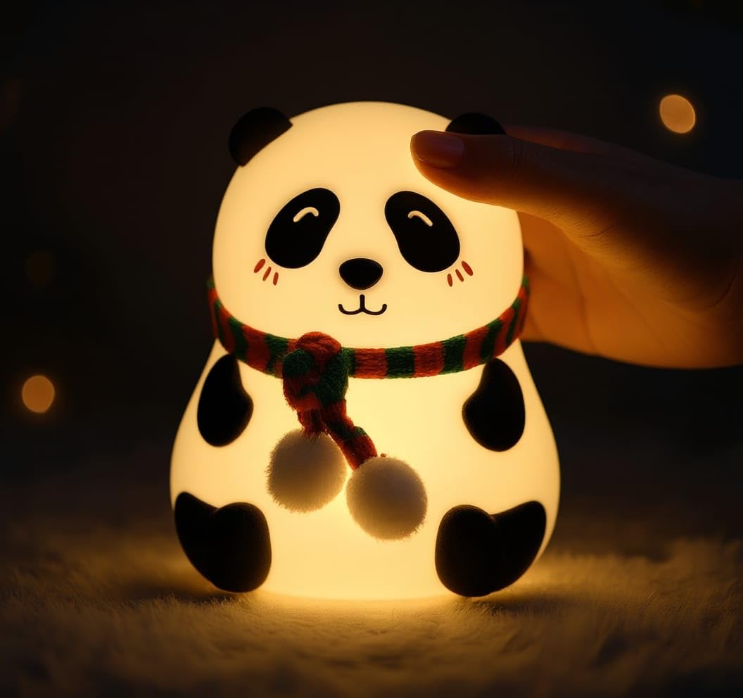 CloserKind Panda Night Lamp for Kids | Soft Silicone Touch Color Changing LED Rechargeable Night Light | Cute Animal Bedside Lamp for Baby Room, Girls & Boys | BPA-Free | Gift & Bedroom Decor