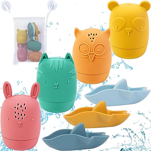 Slzhds Juguetes De Agua para Niños Pequeños para El Baño, Juguete De Baño para Bebé, 7 De Juguetes De Baño De Silicona...