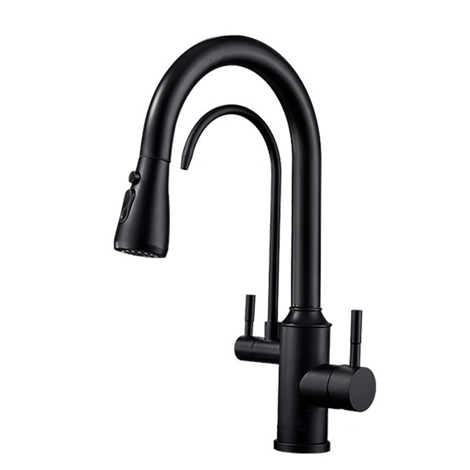 Robinet de cuisine à 3 voies en acier inoxydable brossé col de cygne
