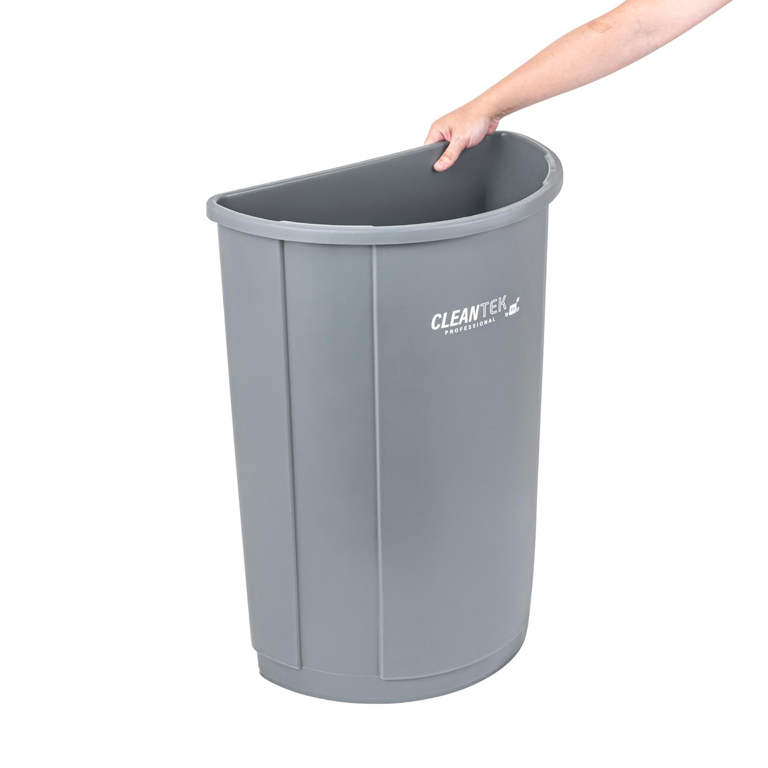 Restaurantware-Clean Tek Professional 21 Gallon Trash Can, 1 Semi Round Waste Bin - Lid Sold Separately, Space Saving, Gray Plastic Garbage Bin, Ideal for Home, Office, Restaurant, and More