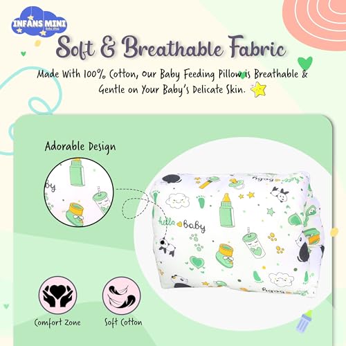 Image of Arm Feeding Pillow for New Born Baby, Cotton Breast Feeding Pillows for Babies, Bottle Feeding Pillows Suitable for Travel (Panda Green)