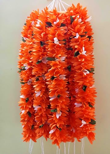 Image of Afarza Veni Gajra Hair Bun Artificial mogra Jasmine Juda Scrunchies For Women Pack 4 pieces (orange)