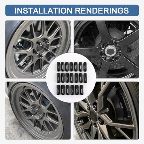 Image of Extended Forged Aluminum Tuner Racing Lug Nut 20PCS M14x1.5 60MM Black | Compatible with most tuner and performance vehicles