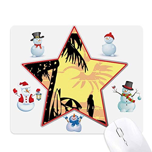 Tapis de souris original avec motif cocotier beach fleur et étoile de neige