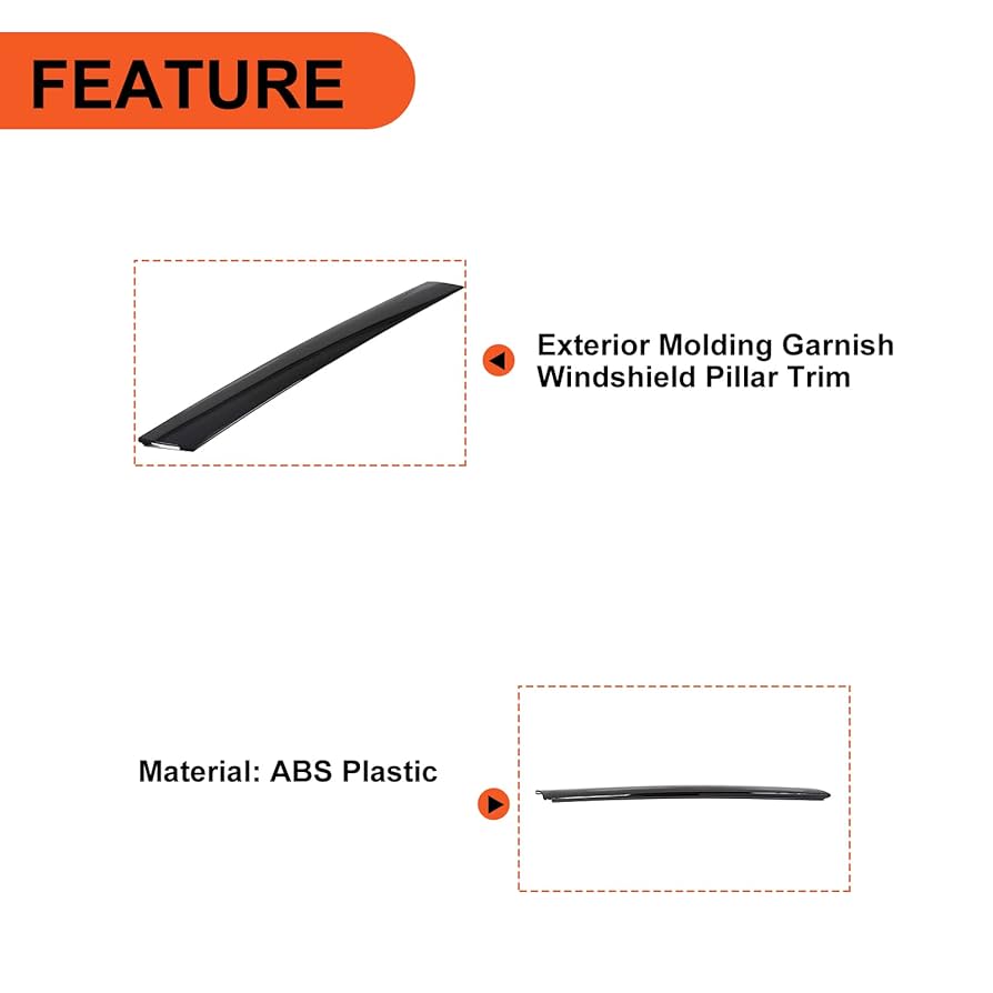 Outer Windshield Pillar Trim A Pillar Exterior Molding Garnish Fit For Kia Soul 2010-2013 86180-2K500 (Color : Right