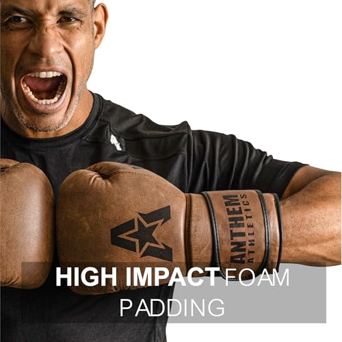 Image of Anthem Athletics Stormbriger Full Grain Leather Boxing Gloves 16 oz Men & Women Muay Thai Gloves Kickboxing Gloves Available As 12 oz 14 oz or 16 oz Boxing Gloves - Vintage Caramel - 12 oz.