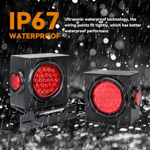 Image of RVZONE 2‑Pack 12V IP67 LED Trailer Light Kit, Stop Brake Turn Marker Lights | 2‑Pack IP67 LED Trailer Light Kit, high‑brightness beads, heavy‑duty steel housing, multi‑function for trailers trucks RVs