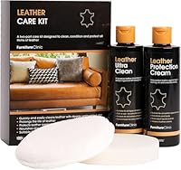 Furniture Clinic - Komplettes Lederpflege-Set | Lederreiniger & Schutzcreme für Sofas, Autos, Möbel | Das Premium Set ist mit einem Lederduft angereichert und enthält je 250ml Reiniger & Conditioner