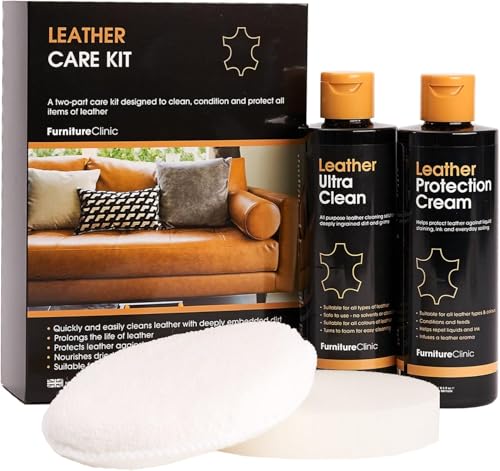 Furniture Clinic - Komplettes Lederpflege-Set | Lederreiniger & Schutzcreme für Sofas, Autos,...