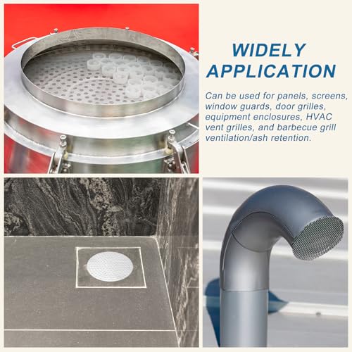 PATIKIL 3,1 Durchmesser 304 Edelstahl Lochblech, 2 Stück 0,06 Loch 19GA Expanded Metal Mesh Runde Scheibenplatte Bildschirm Dekorative Netze für Belüftungsgitter Rauchen, Silberton