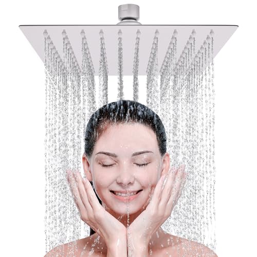 LIVOREST 10 Inch Square Rainfall Shower Head Stainless Steel 304